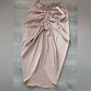 Elegant Tan Ruched Skirt